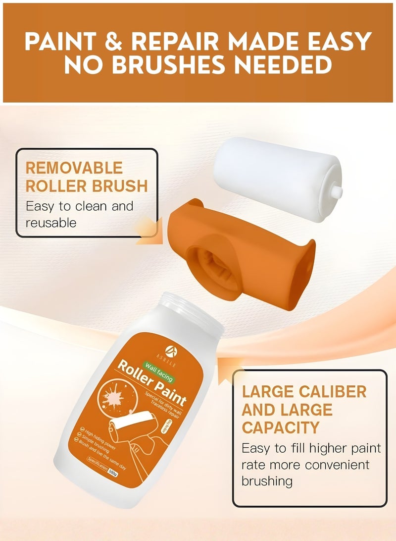 بكرة طلاء لإصلاح الجدران - طلاء شامل لإصلاح الجدران مع بكرة مدمجة، سريع الجفاف، يغطي الشقوق والبقع، لا حاجة لفرشاة، إصلاح سهل للخدوش والثقوب والعلامات - Image 5